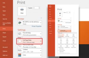 select to print several slides per page