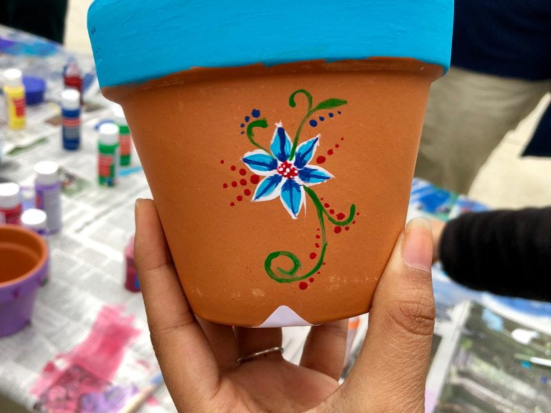 clay pot with floral design