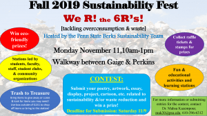 Fall 2019 sustainability fest poster - details are in the web page